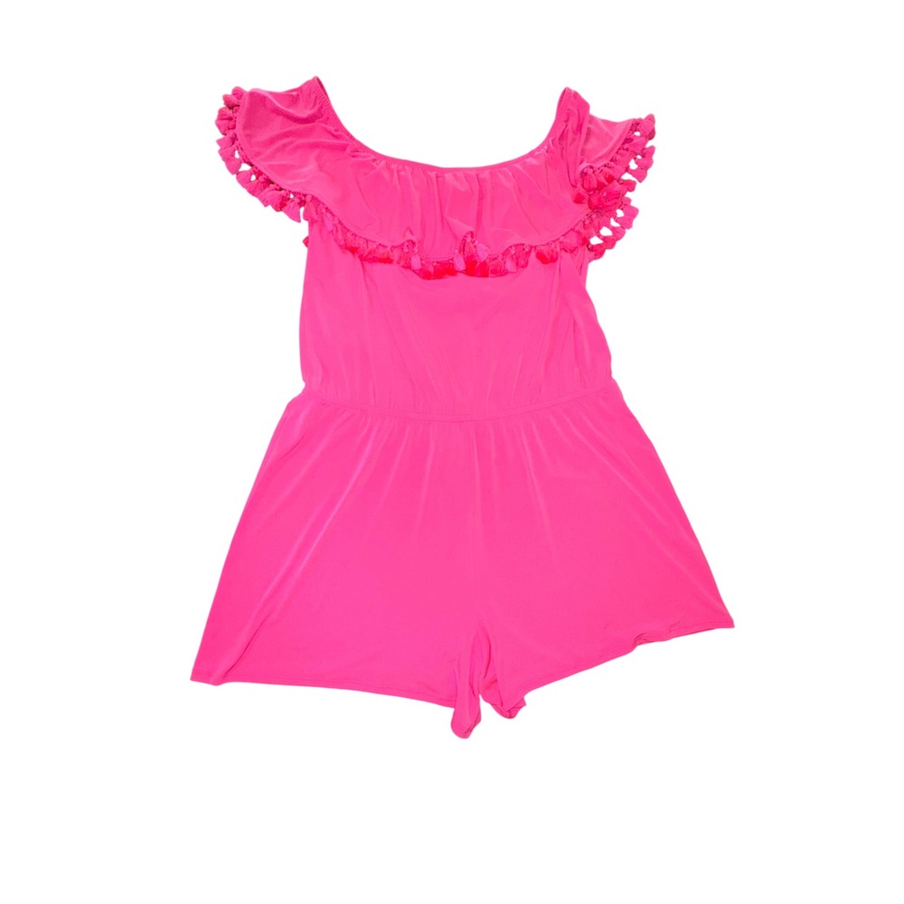 LILLY PULITZER La Fortuna Off-The-Shoulder Romper preppy Pink Size XL